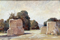 Fabulous Large Vintage English Impressionist School Oil on Canvas - Haystacks by John Clarke SOLD