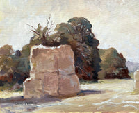 Fabulous Large Vintage English Impressionist School Oil on Canvas - Haystacks by John Clarke SOLD