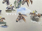 Superb Large Vintage English School Watercolour Montage of Famous National Hunt Champion Horses SOLD