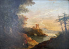 Fine Late C18th Oil on Wood Panel - Italianate Landscape - Figures by a Lake- attrib John Rathbone (1750-1807) SOLD