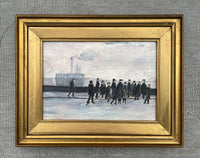 Excellent early C20th Oil Sketch of Figures in an Industrial Street Scene - Circ. L.S.Lowry SOLD