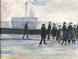 Excellent early C20th Oil Sketch of Figures in an Industrial Street Scene - Circ. L.S.Lowry SOLD