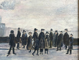 Excellent early C20th Oil Sketch of Figures in an Industrial Street Scene - Circ. L.S.Lowry SOLD