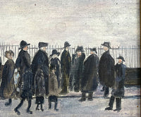 Excellent early C20th Oil Sketch of Figures in an Industrial Street Scene - Circ. L.S.Lowry SOLD