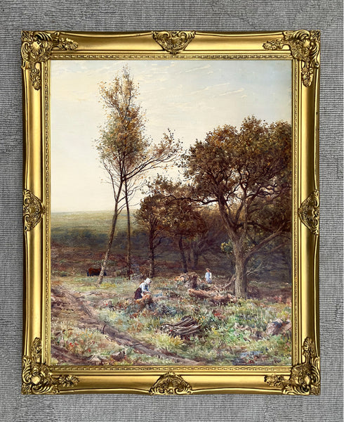 Superb C19th Victorian Watercolour - Figures in a Woodland Landscape - circ Myles Birket Foster (1825-1899)