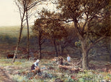 Superb C19th Victorian Watercolour - Figures in a Woodland Landscape - circ Myles Birket Foster (1825-1899)