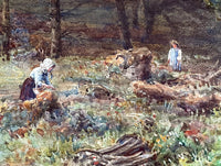 Superb C19th Victorian Watercolour - Figures in a Woodland Landscape - circ Myles Birket Foster (1825-1899)