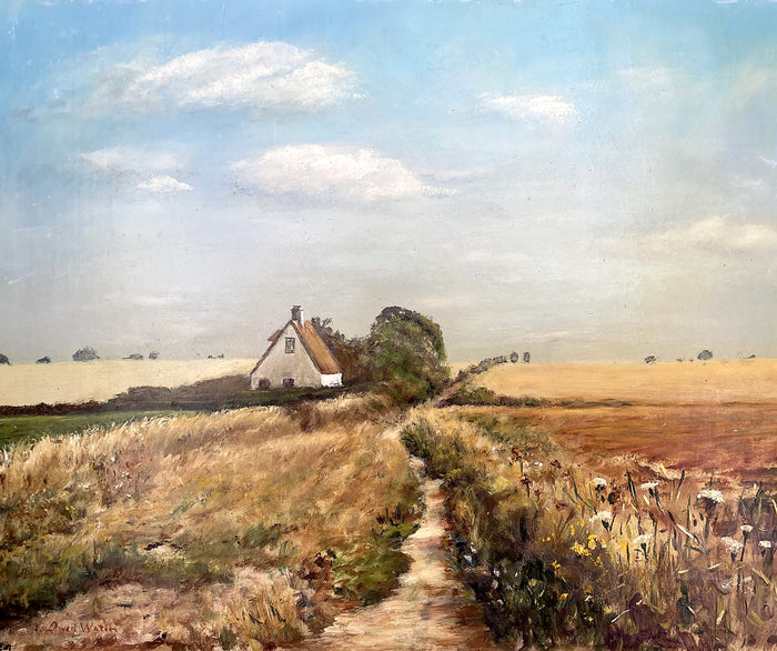 Fine Vintage Mid C20th Oil on Board of a Norfolk Farmhouse by Owen Waters (1916-2004) SOLD
