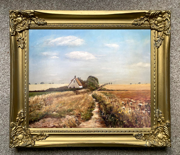 Fine Vintage Mid C20th Oil on Board of a Norfolk Farmhouse by Owen Waters (1916-2004) SOLD