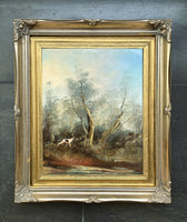 Fine Vintage Mid C20th Oil on Canvas Board - Pointer in a woodland Landscape - Eugene Kingman 1909-1975 SOLD