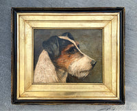 Fine Edwardian English School Oil on Canvas Portrait of a Fox Terrier SOLD