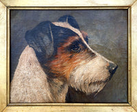 Fine Edwardian English School Oil on Canvas Portrait of a Fox Terrier SOLD