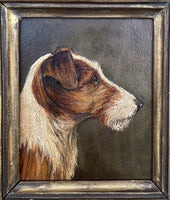 Fine Late C19th Victorian Oil on Board Miniature Portrait of a Wire Haired Terrier SOLD