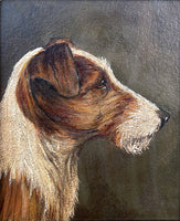 Fine Late C19th Victorian Oil on Board Miniature Portrait of a Wire Haired Terrier SOLD