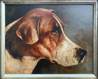 Fine Late C19th Victorian Oil on Panel Portrait of a Foxhound SOLD