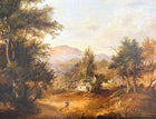 Superb Mid C19th Victorian English School Oil on Canvas - Landscape with Figures by a Rural cottage SOLD