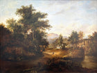 Superb Mid C19th Victorian English School Oil on Canvas - Landscape with Figures by a Rural cottage SOLD