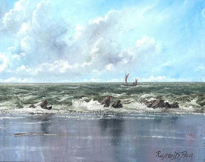 Fine Vintage Oil on Canvas Board Coastal Scene by David Price SOLD