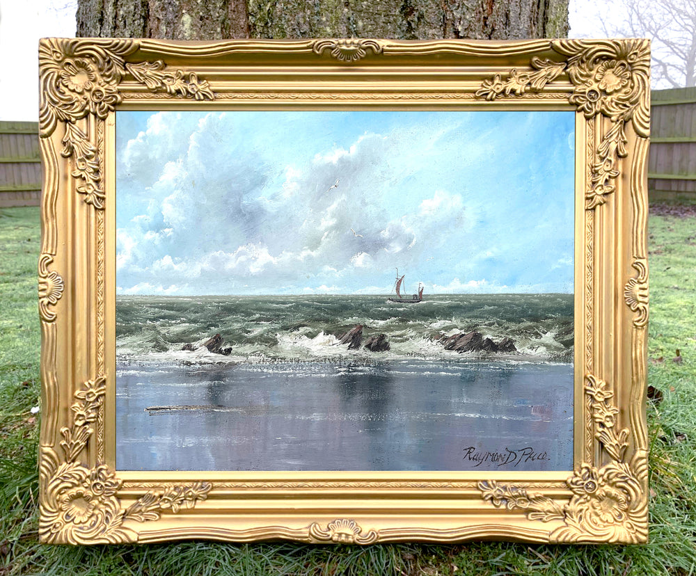 Fine Vintage Oil on Canvas Board Coastal Scene by David Price SOLD