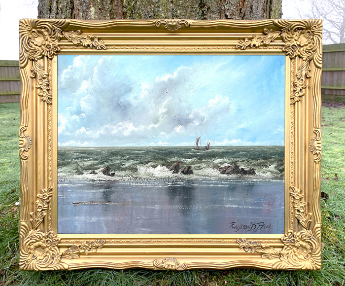 Fine Vintage Oil on Canvas Board Coastal Scene by David Price SOLD