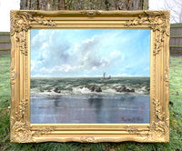 Fine Vintage Oil on Canvas Board Coastal Scene by David Price