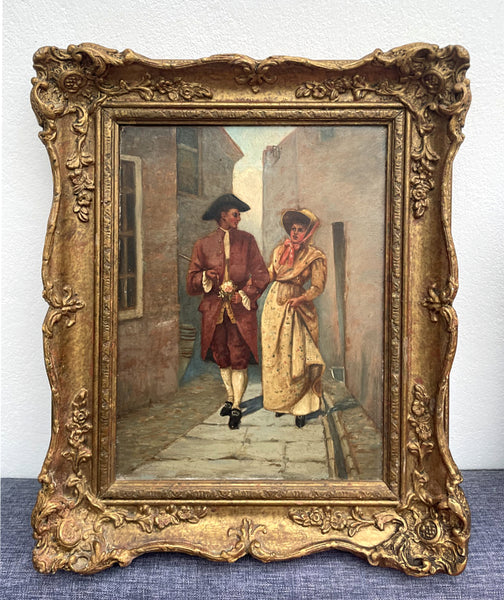 Exquisite C19th Victorian English Oil on Canvas - The Courting Couple SOLD