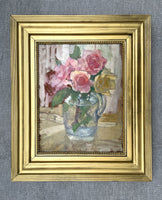 Superb Early C20th Scottish Impressionist School Oil on Board Study of Pink Flowers in a Vase SOLD