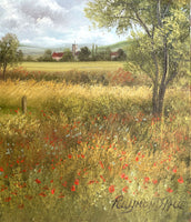 Fine Vintage Oil on Canvas Board Extensive Rural Landscape Scene by David Price SOLD