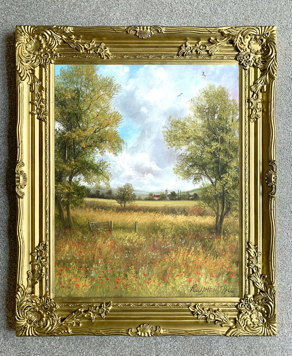 Fine Vintage Oil on Canvas Board Extensive Rural Landscape Scene by David Price SOLD
