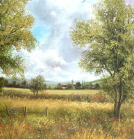 Fine Vintage Oil on Canvas Board Extensive Rural Landscape Scene by David Price SOLD