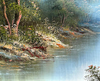 Fine Large Vintage Oil on Canvas - Tranquil River Landscape by Irene Cafieri SOLD