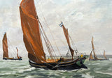 Excellent Vintage C20th Oil on Canvas by David Weston - Shipping off the Coast SOLD