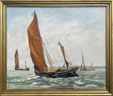 Excellent Vintage C20th Oil on Canvas by David Weston - Shipping off the Coast SOLD