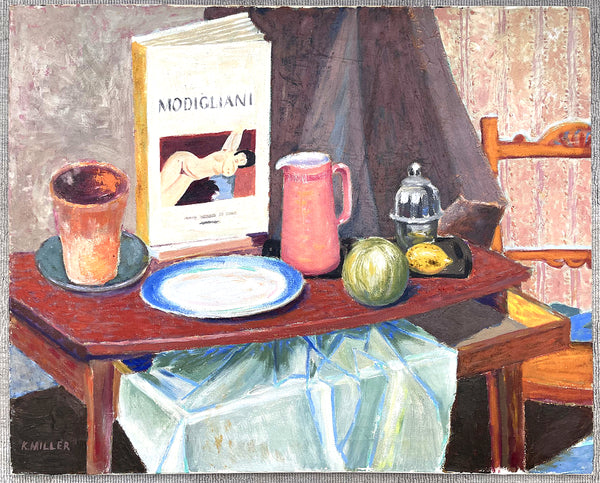 Excellent Vintage Impressionist C20th Oil on Canvas - The Breakfast Table - K.Miller SOLD