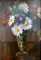 Exquisite Edwardian Oil on Panel Study of Flowers in a Vase