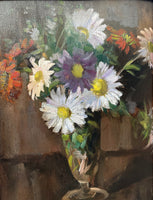 Exquisite Edwardian Oil on Panel Study of Flowers in a Vase