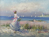 Fine Mid C20th French Impressionist Oil on Canvas - Lady at the Beach - Marie Charlot SOLD