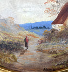 Fine C19th Victorian Oval Oil on Board - Figure by a Rural Cottage - A Stanley 1888 SOLD