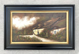 Fine Edwardian Oil on Wood panel - Thatched Rural Cottage by Hal Burton