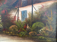 Fine Edwardian Oil on Wood panel - Thatched Rural Cottage by Hal Burton