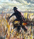 Superb Early C20th Post Impressionist Oil on Board - The Reed Cutter SOLD