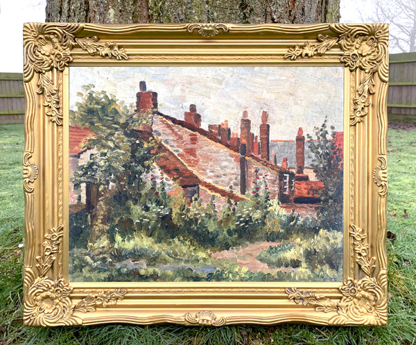 Excellent Early C20th English Impressionist Oil on Canvas Board of a Country Cottage SOLD