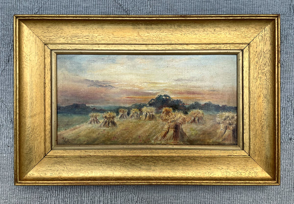 Fine Early C20th Edwardian Oil on Artists Board - "Haystacks" SOLD