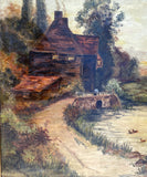 Fine Edwardian English School Oil on Artists Board - The Watermill