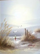 Delightful Vintage Mid C20th Oil on Canvas - Boy on a Beach SOLD