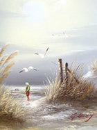 Delightful Vintage Mid C20th Oil on Canvas - Boy on a Beach SOLD