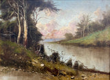 Exquisite Large C19th English School Victorian Oil on Canvas - Extensive River Landscape SOLD