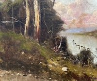 Exquisite Large C19th English School Victorian Oil on Canvas - Extensive River Landscape SOLD