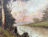 Exquisite Large C19th English School Victorian Oil on Canvas - Extensive River Landscape SOLD