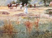 A Superb C19th Victorian Watercolour - Haymaking in a River Landscape by Arthur Wilkinson (1860-1930)SOLD